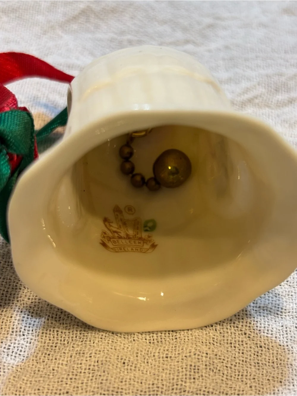 Belleek Fine Parian China Holiday Ceramic Bell Ornament